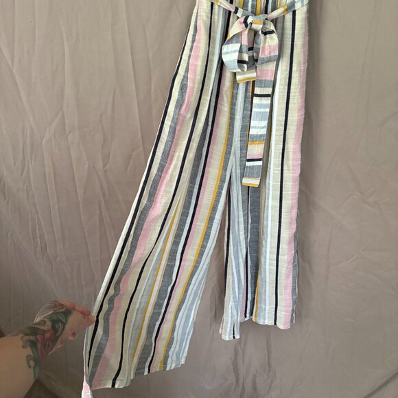 NWT Women's Blue Island Multicolor Strapless Jumpsuit Size Medium Coastal Beach - Picture 3 of 12